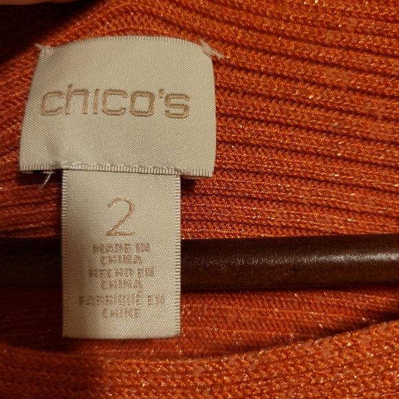 Chico's Boatneck Orange Pink Sweater with hints of Gold - Picture 5 of 5